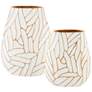 Anika White and Gold Aluminum Decorative Vases Set of 2