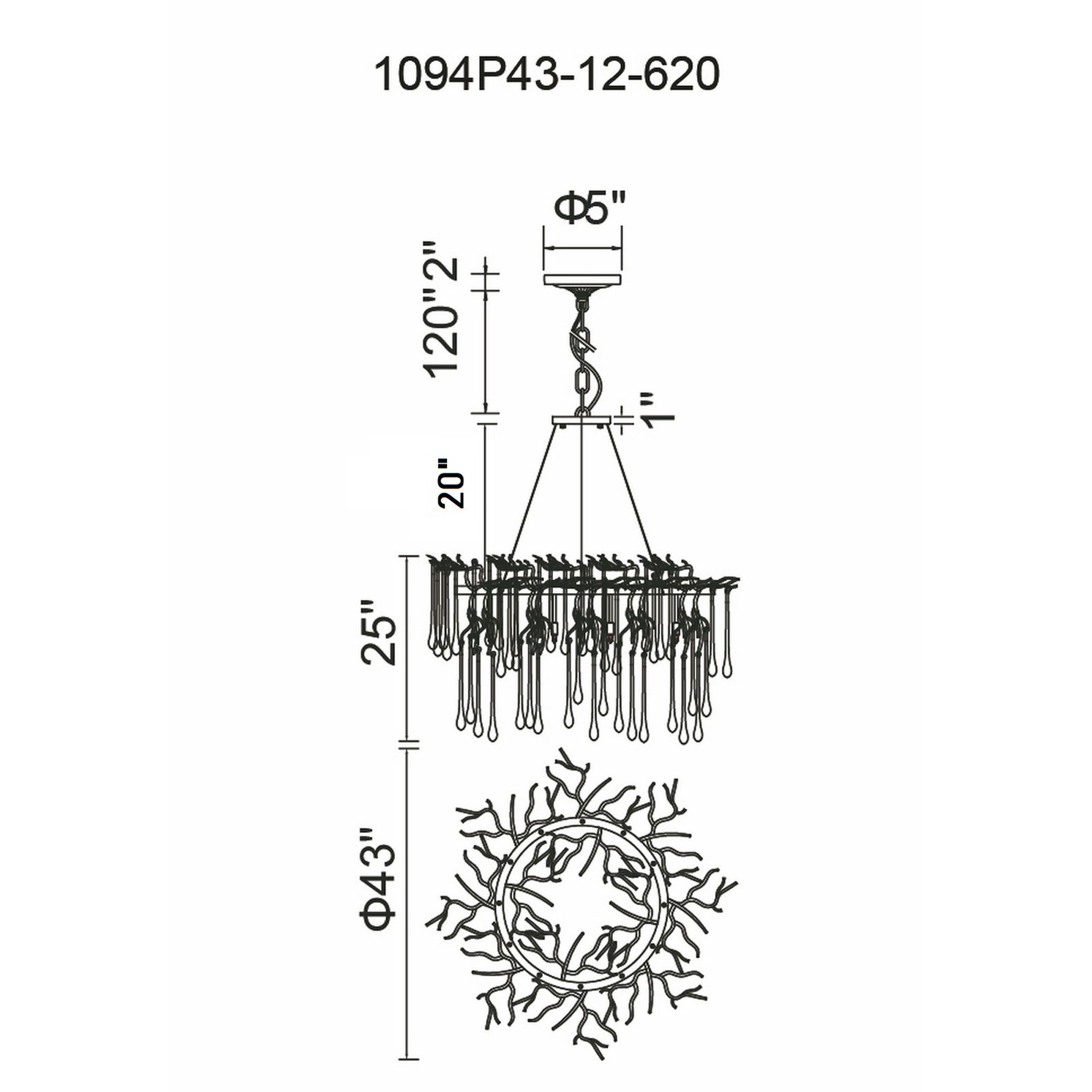 Anita 12 Light Black Chandelier