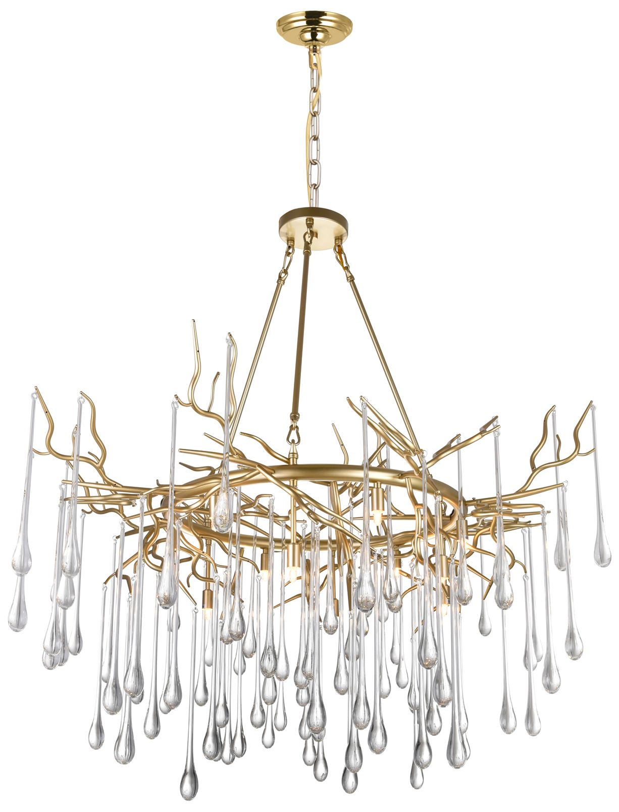 Anita 12 Light Gold Leaf Chandelier