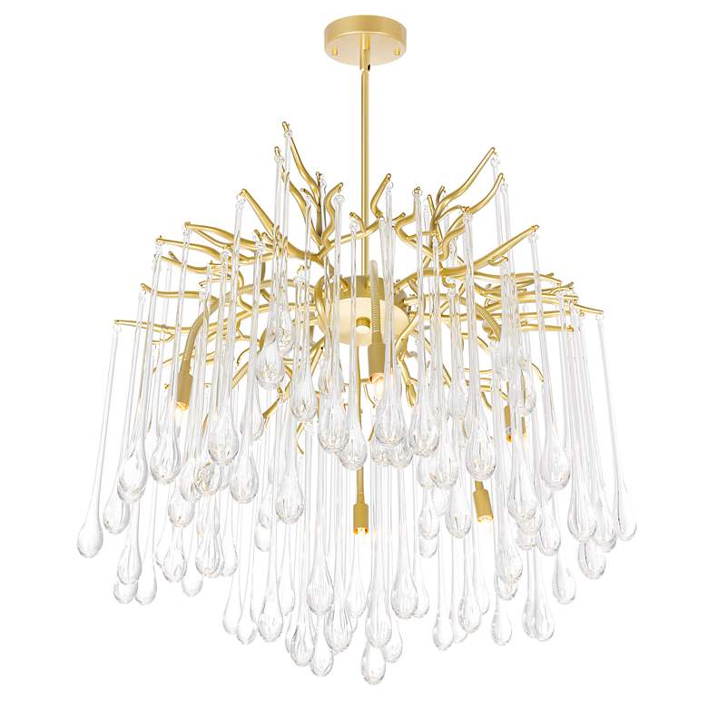 Image 2 Anita 26" Wide Gold Leaf and Crystal 6-Light Chandelier more views