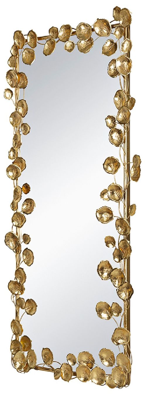 Anita 31" x 60 3/4" Golden Leaf Rectangular Wall Mirror in scene
