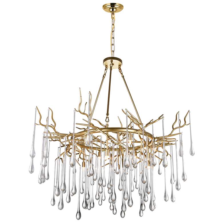 Image 1 Anita 43" Wide Gold Leaf 12-Light Chandelier