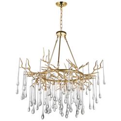 Anita 43" Wide Gold Leaf 12-Light Chandelier