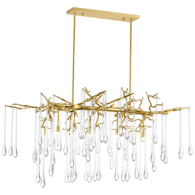 Image 1 Anita 47" Wide Gold Leaf 10-Light Linear Chandelier