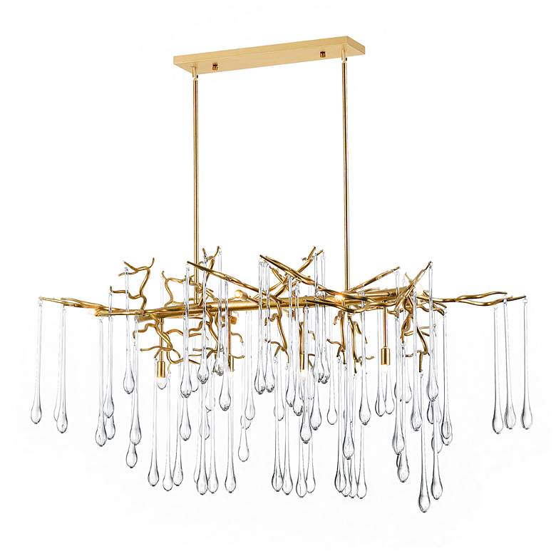 Image 2 Anita 47" Wide Gold Leaf 10-Light Linear Chandelier more views