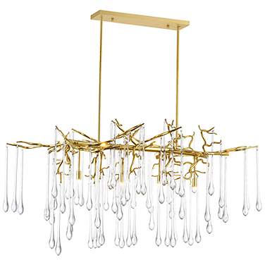Anita 47" Wide Gold Leaf 10-Light Linear Chandelier