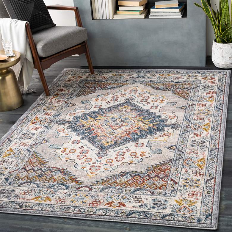 Image 1 Ankara AKR-2300 5'3"x7'3" Med Gray and Taupe Area Rug