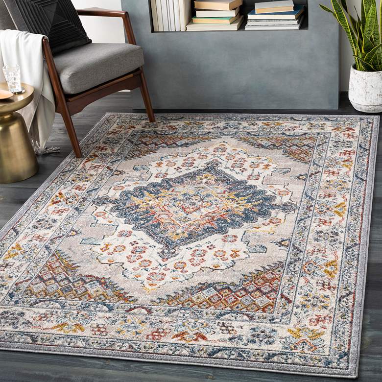 Image 1 Ankara AKR-2300 5&#39;3 inchx7&#39;3 inch Med Gray and Taupe Area Rug