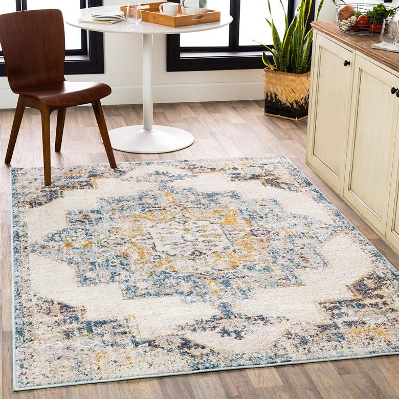 Image 1 Ankara AKR-2309 5'2"x7' Sky Blue Camel Rectangular Area Rug