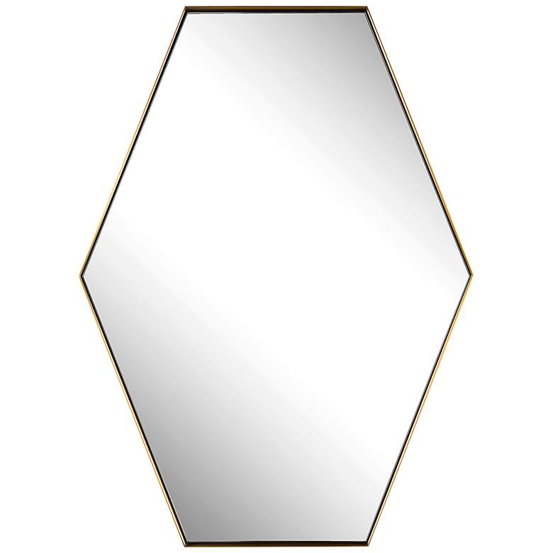 Image 2 Ankara Brushed Brass 25" x 34" Hexagon Wall Mirror