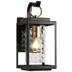 Anlophafos 13 1/4" High Textured Black Outdoor Wall Light