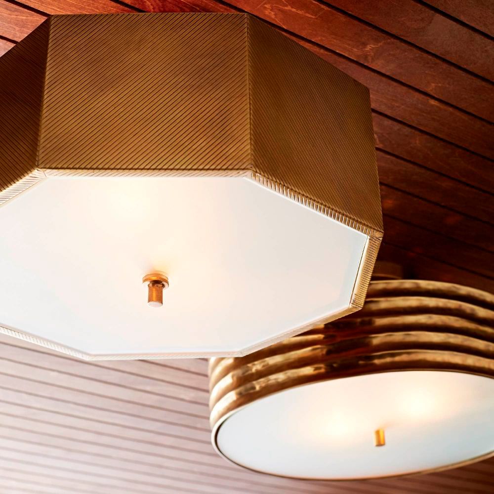 Anna 17 3/4" Wide Antique Brass Drum Ceiling Light