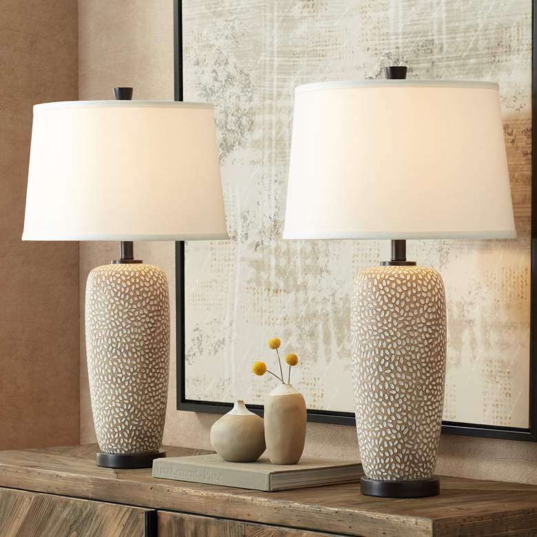 Image 2 Anna 27 1/4" High Pebbled Coastal Modern Table Lamps Set of 2