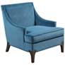 Anna Blue Jacquard Fabric Accent Armchair