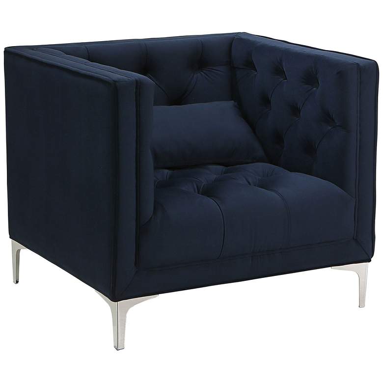 Image 1 Anna Ink Blue Tufted Fabric Square Armchair
