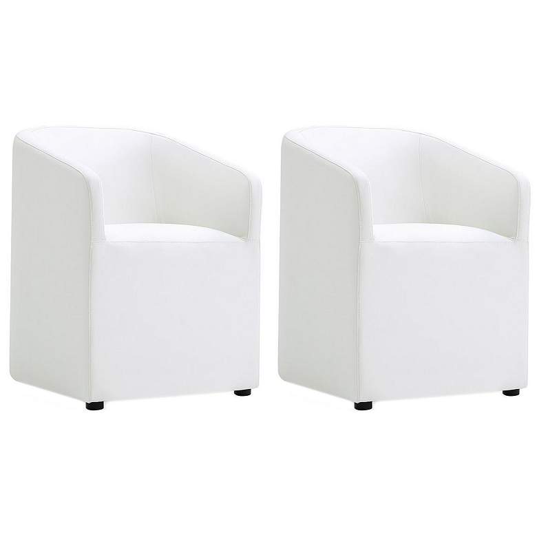 Image 1 Anna Modern Round Faux Leather Dining Armchair in Cream (Set of 2)