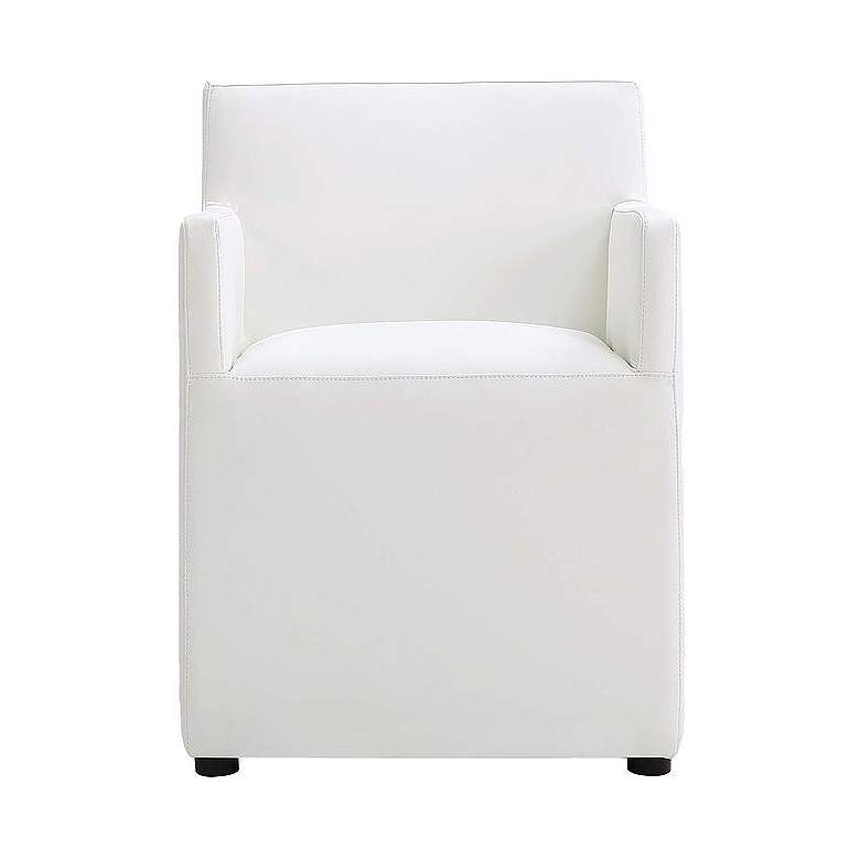 Image 1 Anna Modern Square Faux Leather Dining Armchair in Cream