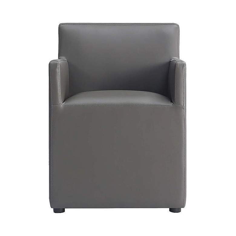 Image 1 Anna Modern Square Faux Leather Dining Armchair in Pewter