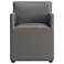 Anna Modern Square Faux Leather Dining Armchair in Pewter