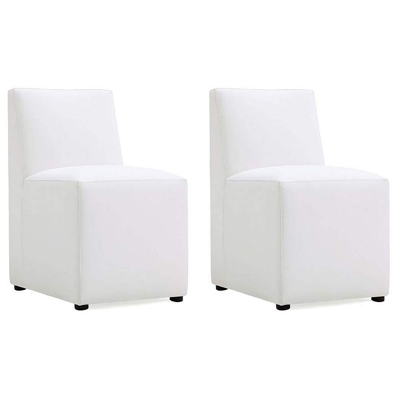 Image 1 Anna Modern Square Faux Leather Dining Chair in Cream (Set of 2)