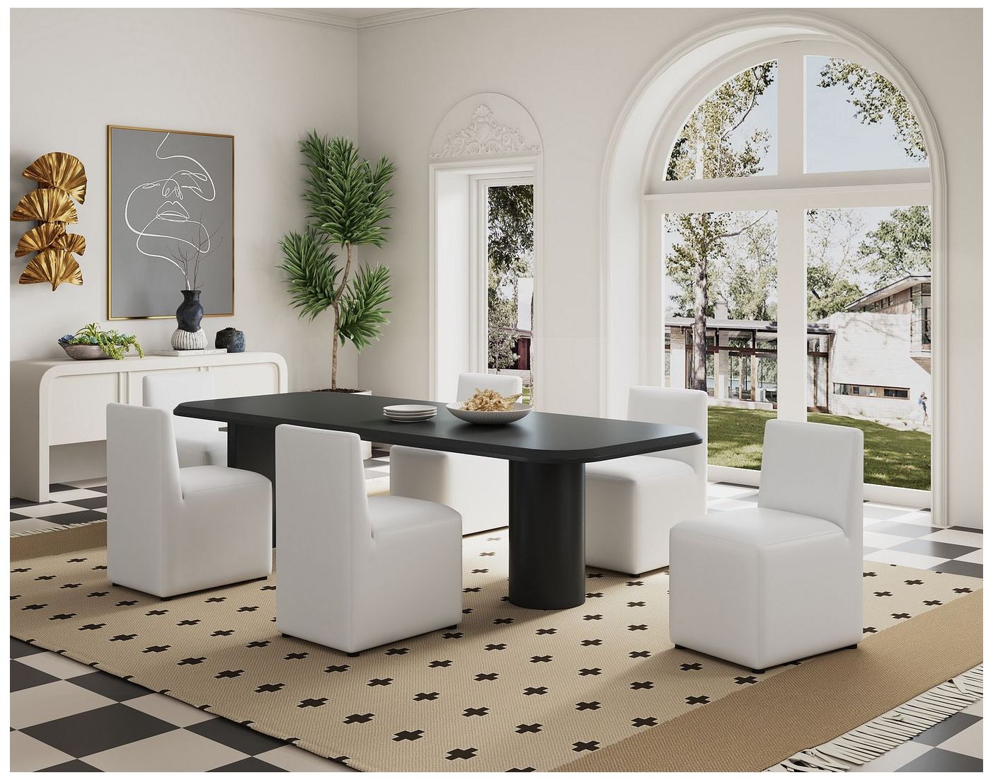 Image 3 Anna Modern Square Faux Leather Dining Chair in Cream more views