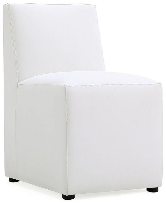 Image 5 Anna Modern Square Faux Leather Dining Chair in Cream more views