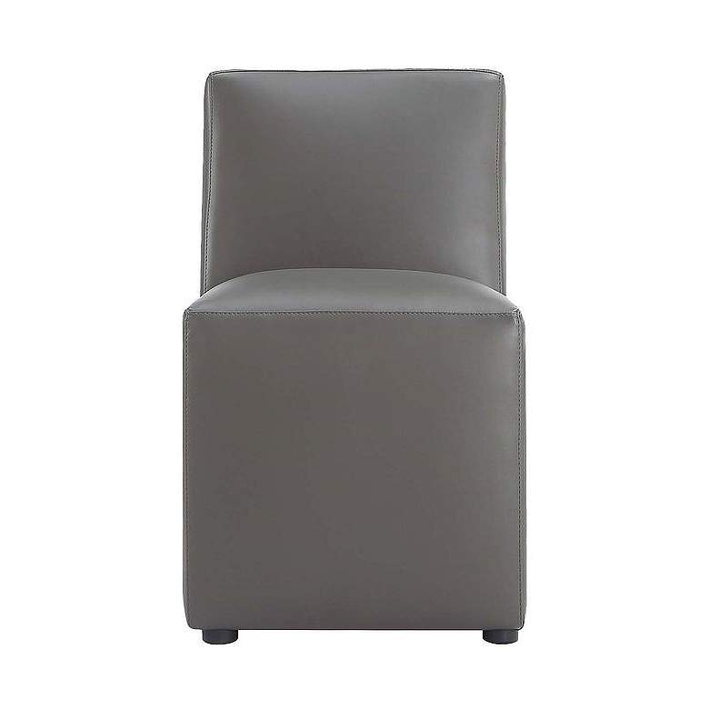 Image 1 Anna Modern Square Faux Leather Dining Chair in Pewter