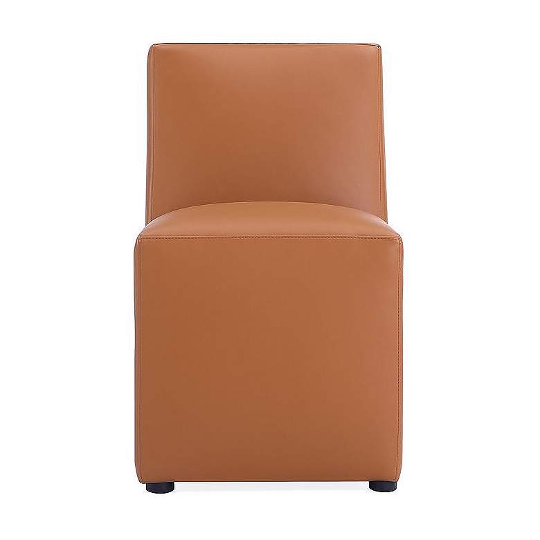 Image 1 Anna Modern Square Faux Leather Dining Chair in Saddle