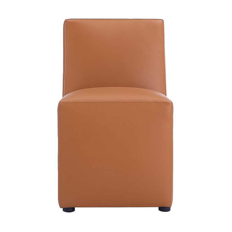 Image 1 Anna Modern Square Faux Leather Dining Chair in Saddle