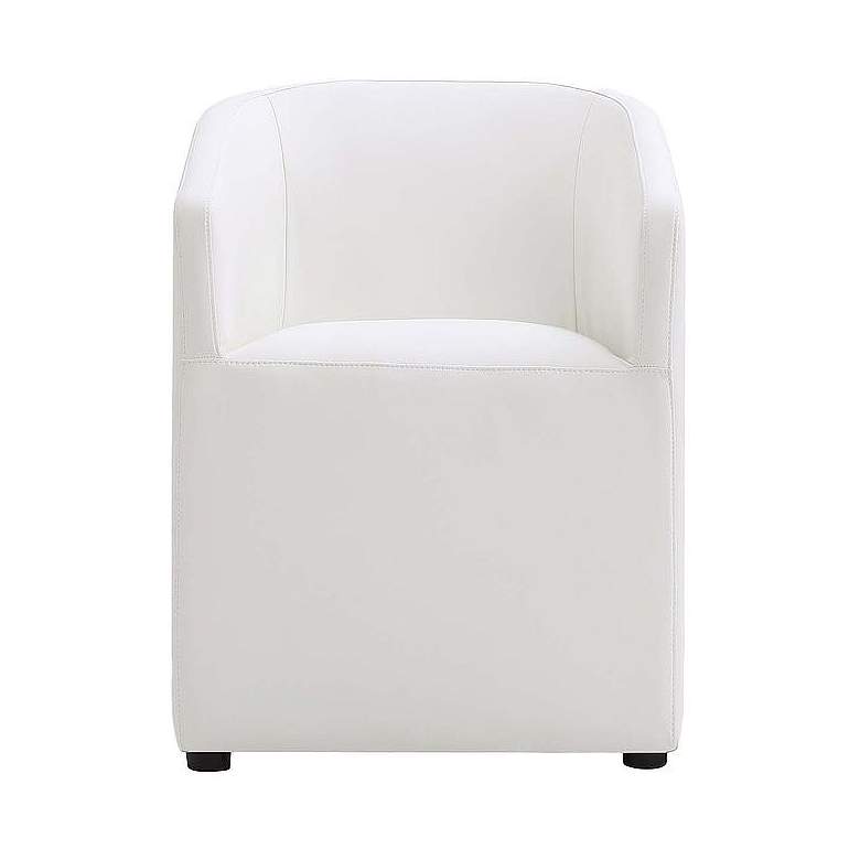Image 1 Anna Round Faux Leather Dining Armchair in Cream