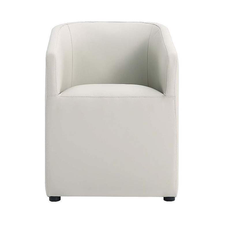 Image 1 Anna Round Faux Leather Dining Armchair in Light Stone Grey
