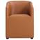 Anna Round Faux Leather Dining Armchair in Saddle