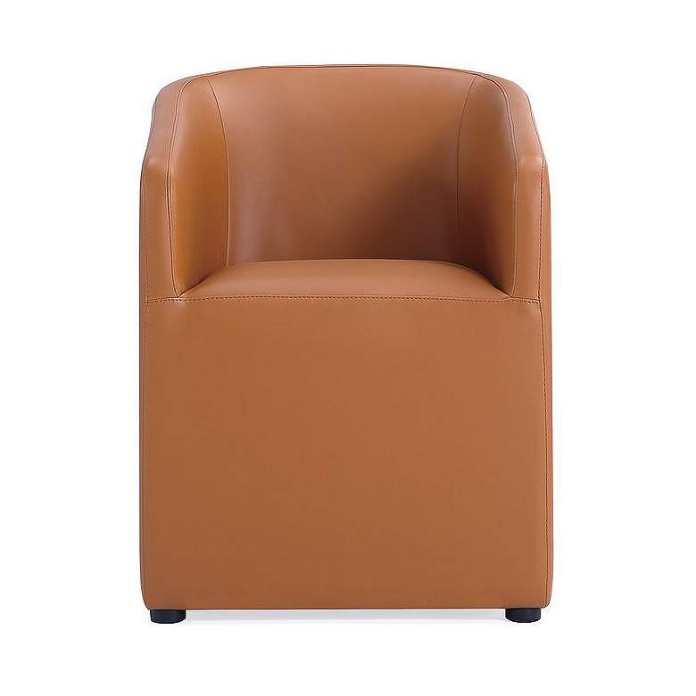 Image 1 Anna Round Faux Leather Dining Armchair in Saddle