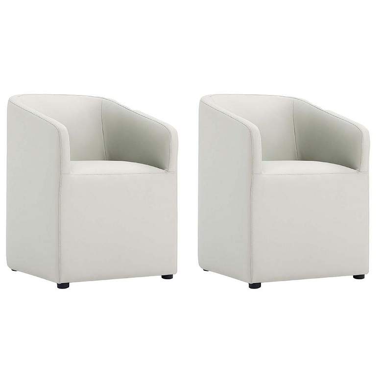 Image 1 Anna Round Faux Leather Dining Chair in Light Stone Grey - Set of 2