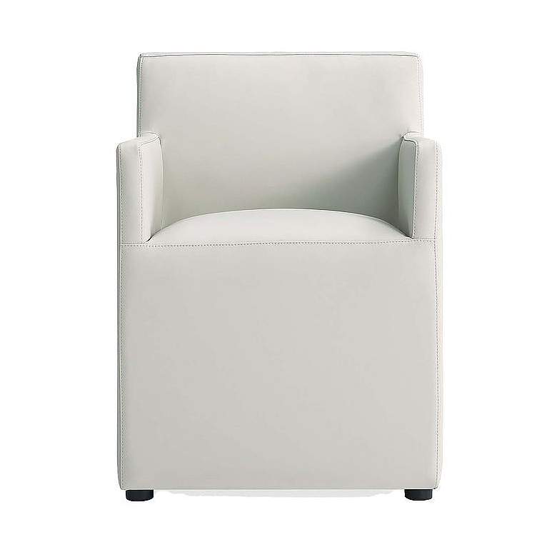 Image 1 Anna Square Faux Leather Dining Armchair in Light Stone Grey
