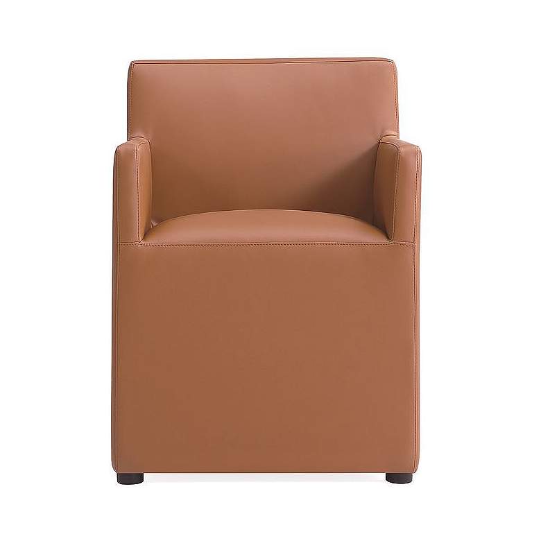Image 1 Anna Square Faux Leather Dining Armchair in Saddle