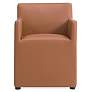 Anna Square Faux Leather Dining Armchair in Saddle