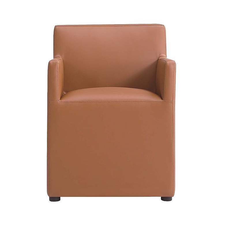 Image 1 Anna Square Faux Leather Dining Armchair in Saddle