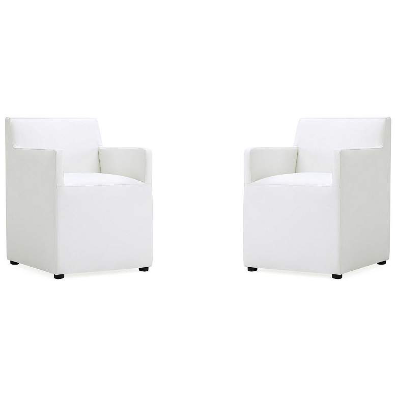 Image 1 Anna Square Faux Leather Dining Chair in Cream - Set of 2