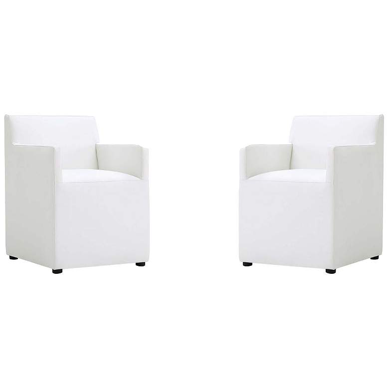 Image 1 Anna Square Faux Leather Dining Chair in Cream - Set of 2