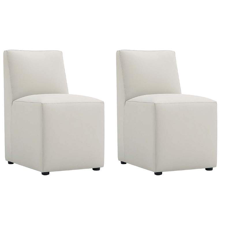 Image 1 Anna Square Faux Leather Dining Chair in Light Stone Grey - Set of 2