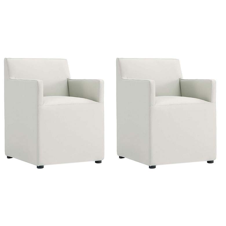Image 1 Anna Square Faux Leather Dining Chair in Light Stone Grey - Set of 2