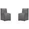 Anna Square Faux Leather Dining Chair in Pewter - Set of 2