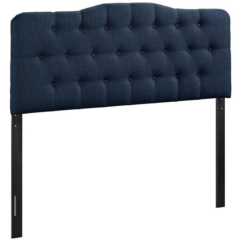 Image 2 Annabel Navy Button-Tufted Queen Fabric Headboard