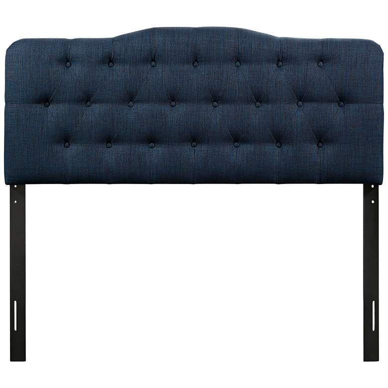 Image 3 Annabel Navy Button-Tufted Queen Fabric Headboard more views