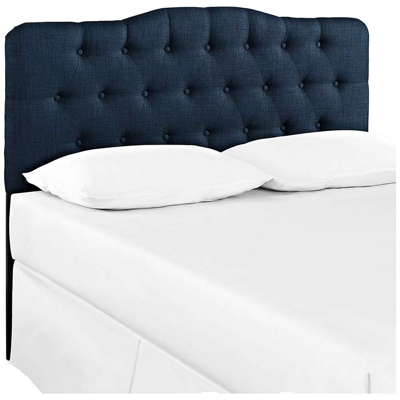 Image 4 Annabel Navy Button-Tufted Queen Fabric Headboard more views