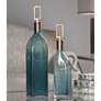Annabella Teal Green Glass 2-Piece Decorative Bottles Set