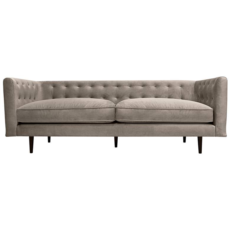 Image 1 Annabelle 80 in. Modern Sofa in Fossil Gray Velvet, and Black Wood Legs