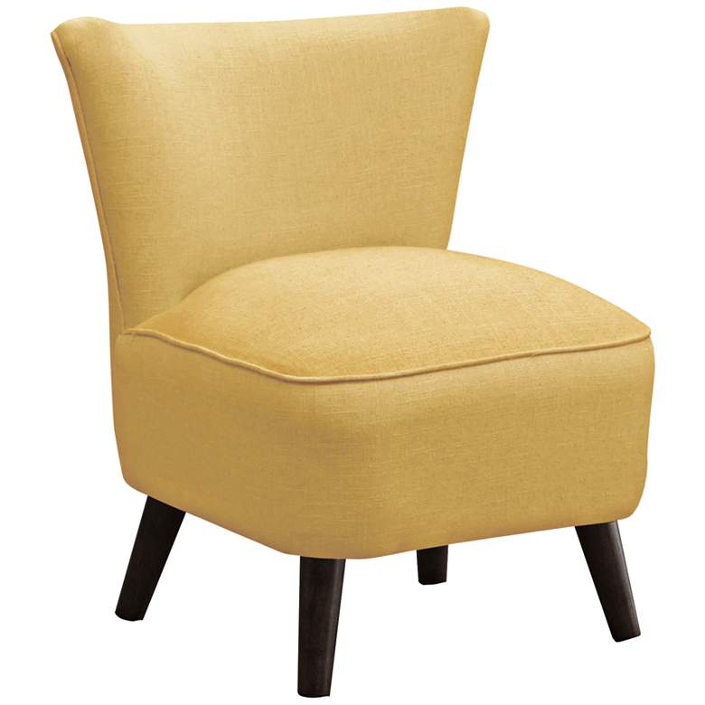 Image 1 Annabelle Mid-Century Modern French Yellow Linen Chair