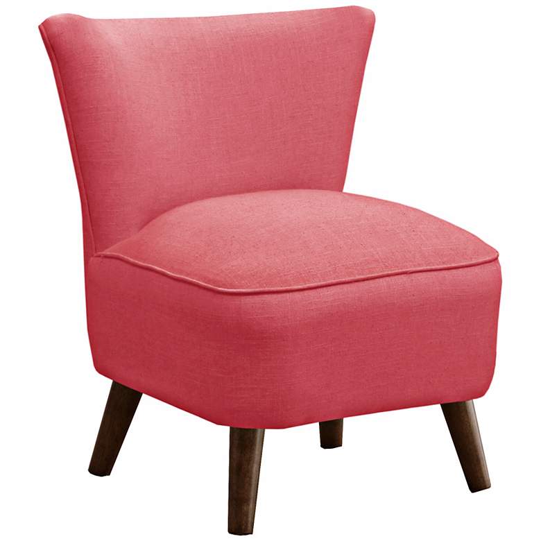 Image 1 Annabelle Mid-Century Modern Fuchsia Pink Linen Chair